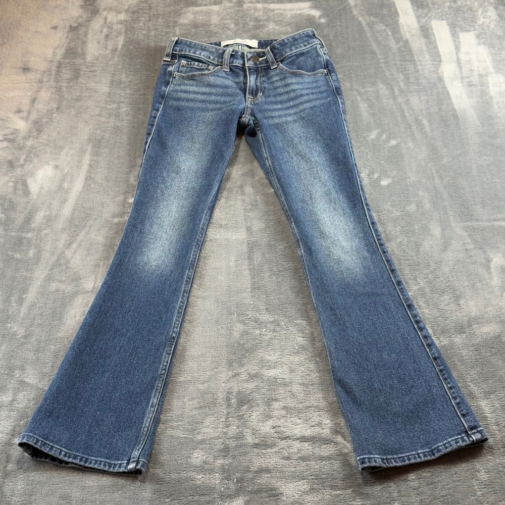 Hollister Low-Rise Bootcut Jeans Women 00R W23 Blue Embroidered Pocket Denim